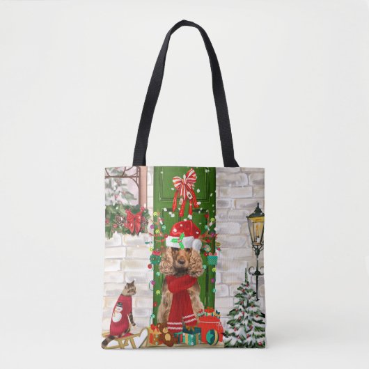 Tote Bag Cocker Spaniel Chien Noël (Devant)