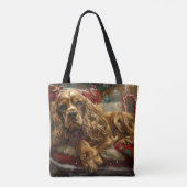 Tote Bag Cocker Spaniel Chien Noël Fêtard (Dos)