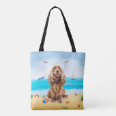 Tote Bag Cocker Spaniel Chien sur la plage (Dos)