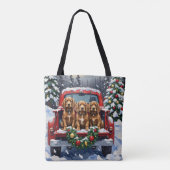 Tote Bag Cocker Spaniel Christmas Red Truck Holiday (Dos)