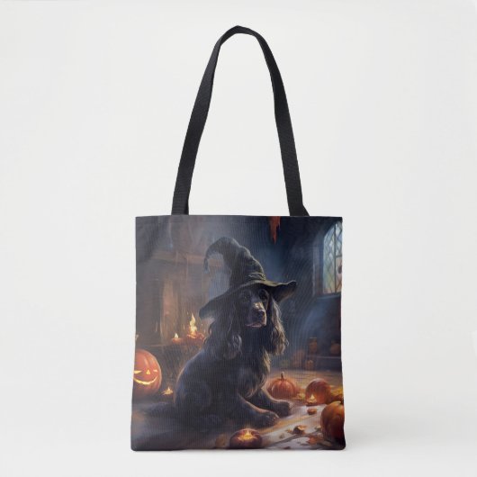 Tote Bag Cocker Spaniel Citrouilles Halloween Épouvantable (Devant)