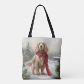 Tote Bag Cocker Spaniel dans la neige à Noël (Dos)
