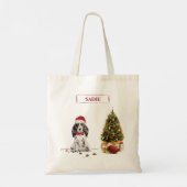 Tote Bag Cocker Spaniel Funny Chien de Noël avec arbre (Dos)