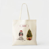 Tote Bag Cocker Spaniel Funny Chien de Noël avec arbre (Devant)