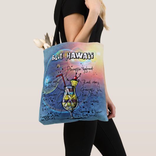 Tote Bag Cocktail Blue Hawaii (#1 sur 12 jeux de recettes d (De près)