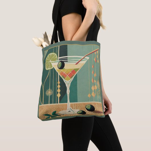 Tote Bag Cocktail Heure Martini Conception du milieu du siè (De près)