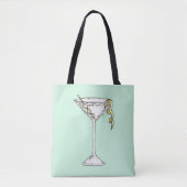 Tote Bag Cocktail olive de Martini d'aquarelle peinte à la (Devant)