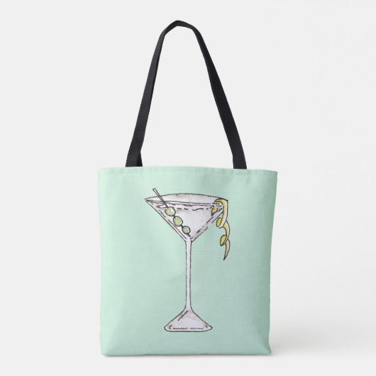 Tote Bag Cocktail olive de Martini d'aquarelle peinte à la (Dos)
