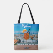 Tote Bag Cocktail Spritz sur une table avec vue sur Milan (Dos)