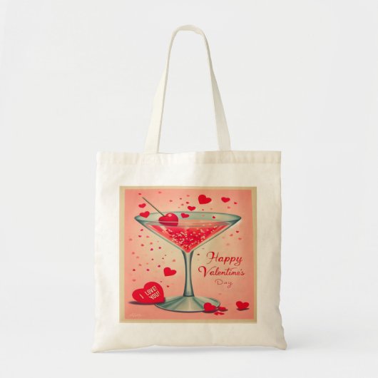 Tote Bag Cocktail Valentine Martini du milieu du siècle (Devant)