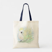 Tote Bag Coco de perroquet blanc en feuille de palmiers. (Dos)