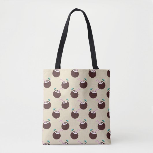 Tote Bag Coconut cocktail with straw pattern - Summer beach (Devant)