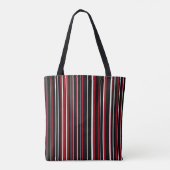 Tote Bag Code-barres noir, rouge foncé et blanc (Dos)