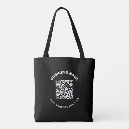 Tote Bag Code QR avec nom d'entreprise Texte circulaire gra (Dos)