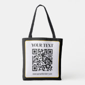 Tote Bag Code QR d'entreprise avec texte haut et bas, noir (Dos)