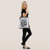 Tote Bag Code QR éditable & Texte avec bordure bleu clair (Sur le modèle)