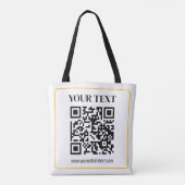 Tote Bag Code QR éditable & Texte avec bordure jaune doré (Dos)