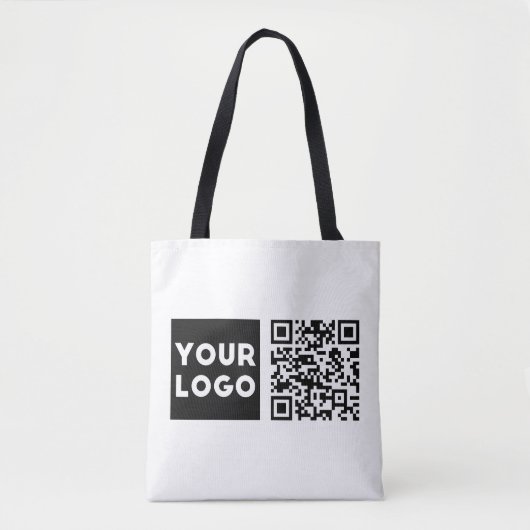 Tote Bag Code QR éditable & Votre logo ou image d'entrepris (Devant)