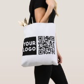 Tote Bag Code QR éditable & Votre logo ou image d'entrepris (De près)