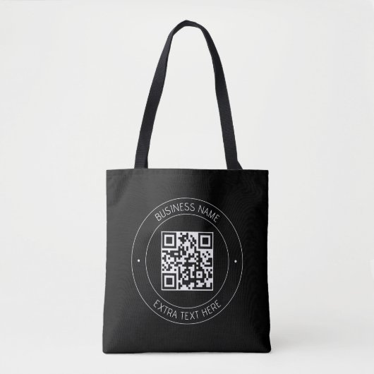 Tote Bag Code QR et texte modifiable | Noir et blanc (Devant)
