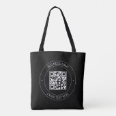 Tote Bag Code QR et texte modifiable | Noir et blanc (Dos)