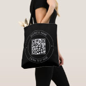 Tote Bag Code QR et texte modifiable | Noir et blanc (De près)