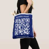 Tote Bag Code QR (généré instantanément) modifiable | Bleu (De près)
