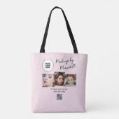 Tote Bag Code QR Logo Écriture Rose Pâle Photo Maquillage (Dos)