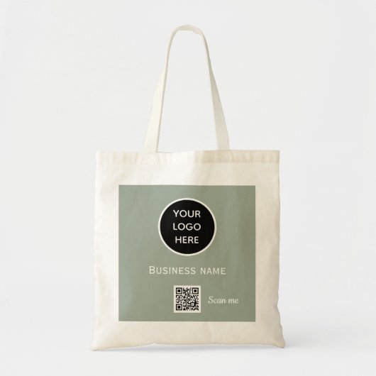 Tote Bag Code QR Logo Professionnel Sage Green (Devant)