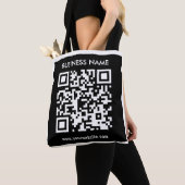 Tote Bag Code QR modifiable (généré instantanément) | Noir (De près)