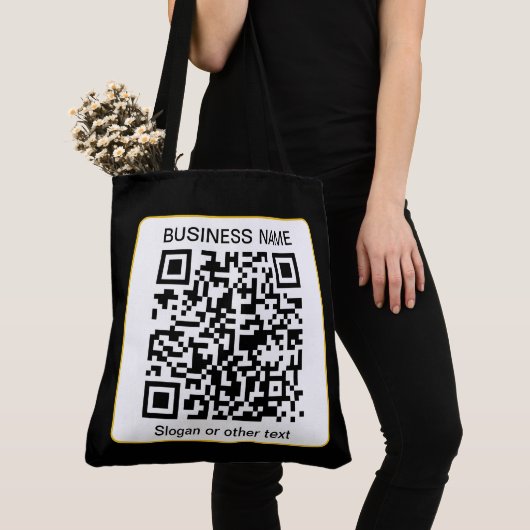 Tote Bag Code QR numérisable modifiable + votre nom d'entre (De près)
