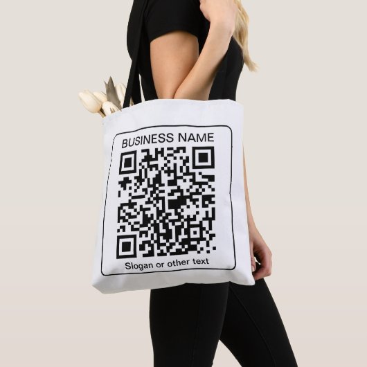Tote Bag Code QR numérisable modifiable + votre nom d'entre (De près)