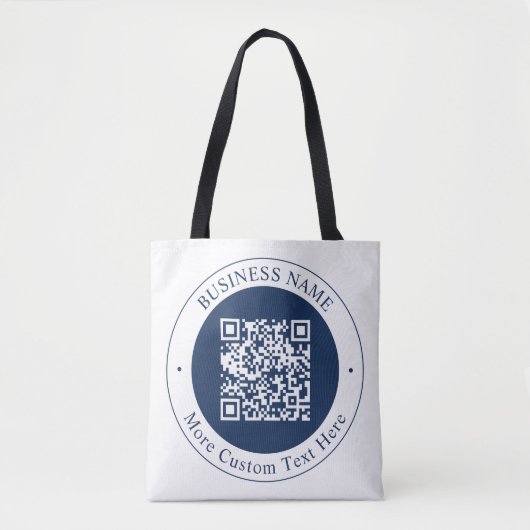 Tote Bag Code QR personnalisable & Texte | Bleu marine fonc (Devant)
