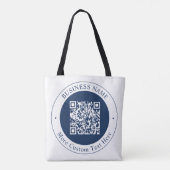 Tote Bag Code QR personnalisable & Texte | Bleu marine fonc (Dos)