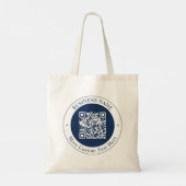 Tote Bag Code QR personnalisable & Texte | Bleu marine fonc (Dos)