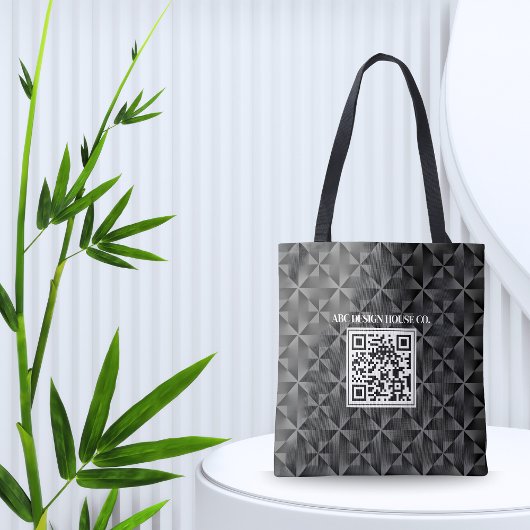 Tote Bag Code QR professionnel 3D moderne noir