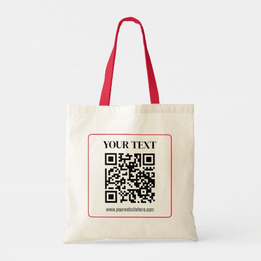 Tote Bag Code QR simple avec bordure rouge (Dos)