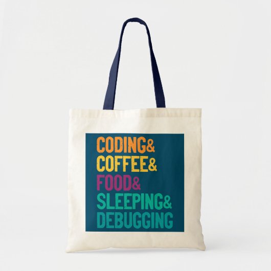 Tote Bag Coder Café Nourriture Dormir Débogage Programmeur (Devant)