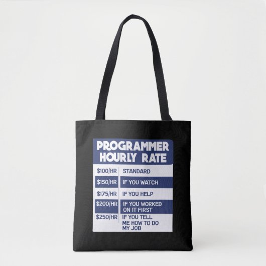 Tote Bag Codeur informatique à tarif horaire Funny Programm (Devant)