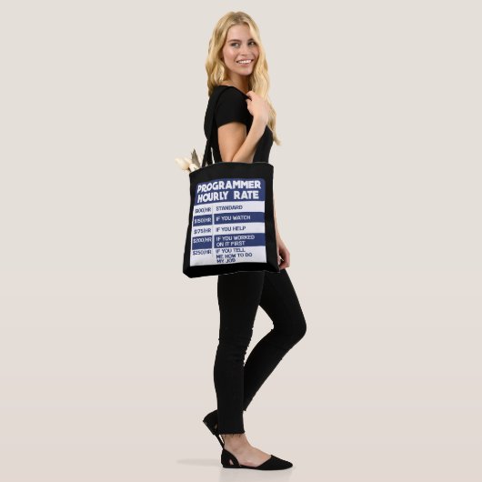 Tote Bag Codeur informatique à tarif horaire Funny Programm (Sur le modèle)