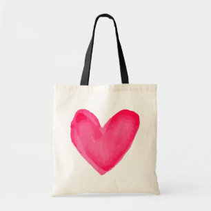 Tote Bag Cœur aquarelle rose rouge amour - Mariage