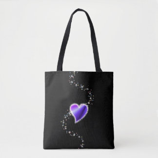 Tote Bag Coeur arc-en-ciel pourpre avec étoiles