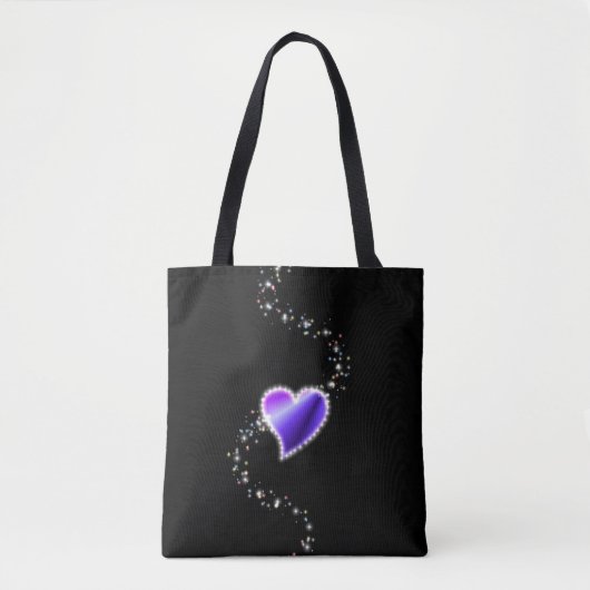Tote Bag Coeur arc-en-ciel pourpre avec étoiles (Devant)