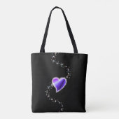 Tote Bag Coeur arc-en-ciel pourpre avec étoiles (Dos)