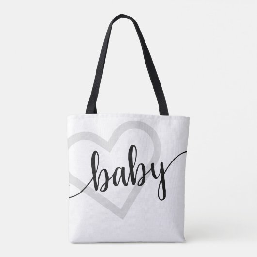 Tote Bag Coeur bébé | Script classique noir (Dos)