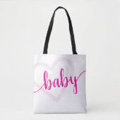 Tote Bag Coeur bébé | Script de floraison rose chaud (Devant)