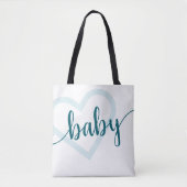 Tote Bag Coeur bébé | Turquoise Midnight Green Flourd Custo (Devant)