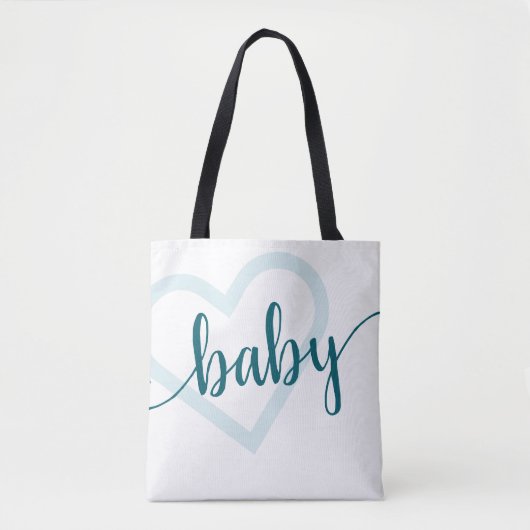 Tote Bag Coeur bébé | Turquoise Midnight Green Flourd Custo (Devant)