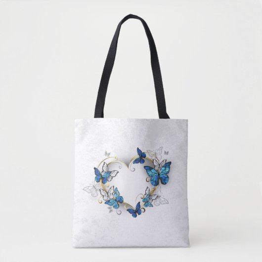 Tote Bag Coeur bijoux avec papillons Morpho (Devant)