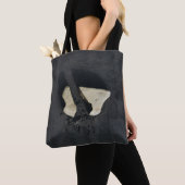 Tote Bag Coeur blanc en forme de surface noire (De près)